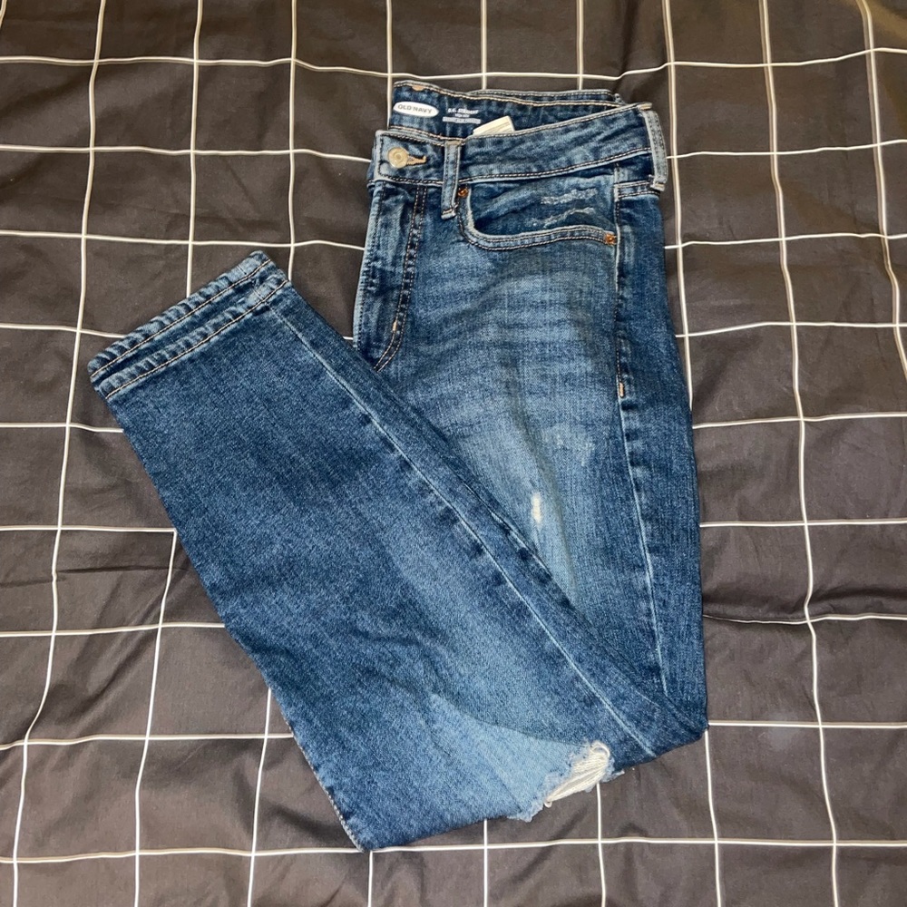 Distressed Dark Wash Old Navy OG Straight Jeans